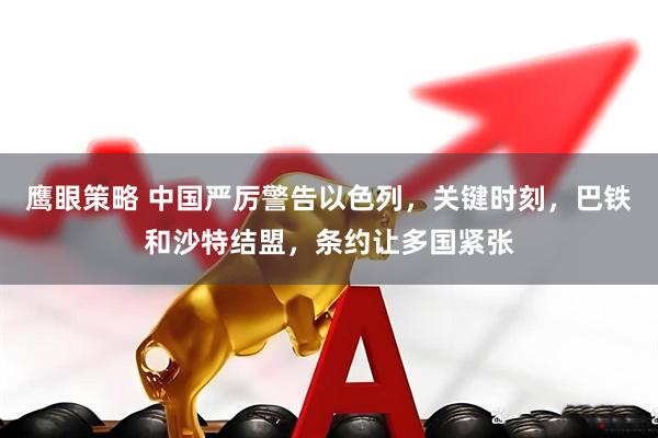 鹰眼策略 中国严厉警告以色列，关键时刻，巴铁和沙特结盟，条约让多国紧张