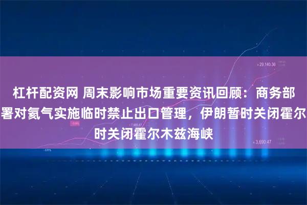 杠杆配资网 周末影响市场重要资讯回顾：商务部、海关总署对氦气实施临时禁止出口管理，伊朗暂时关闭霍尔木兹海峡
